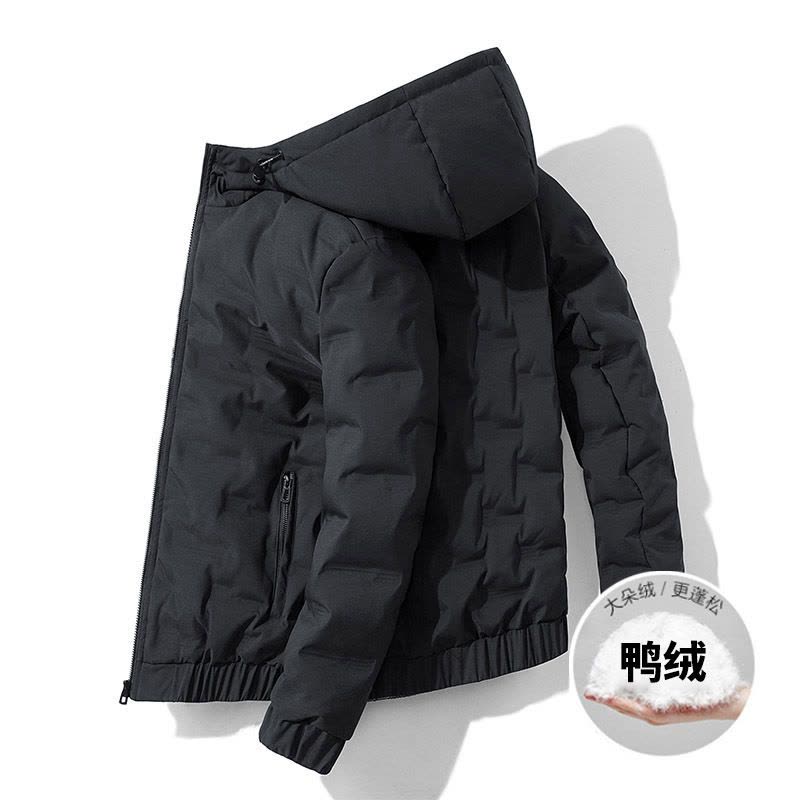 恩步男装冬季羽绒服宽松纯色青年白鸭绒男士加厚保暖连帽冬装外套图片