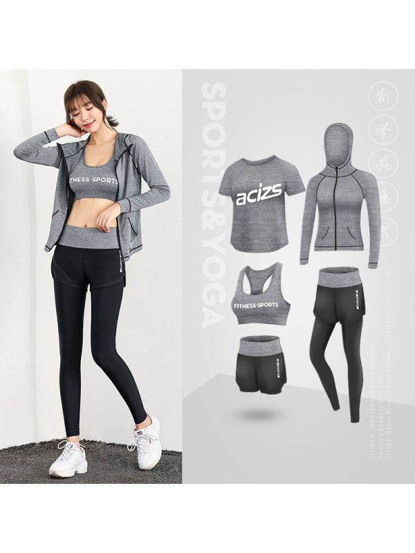 CeenBulled运动套装暴汗服女健身房春季跑步休闲速干五件套初学者时尚瑜伽服