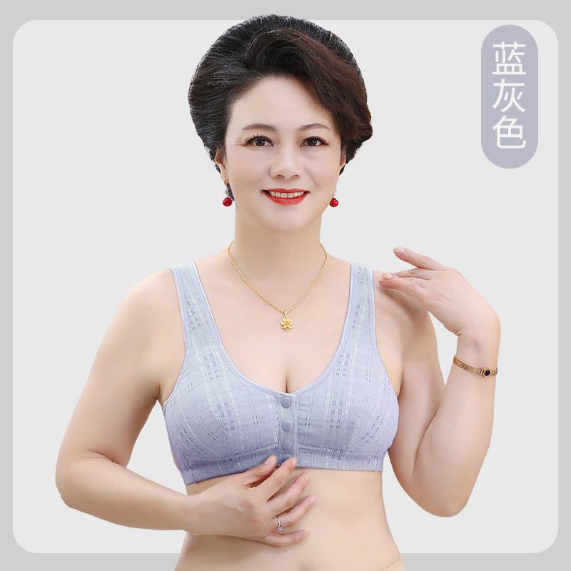 妈妈内衣女大码前扣文胸无钢圈中老年人背心式妇女专用胸罩夏款图片