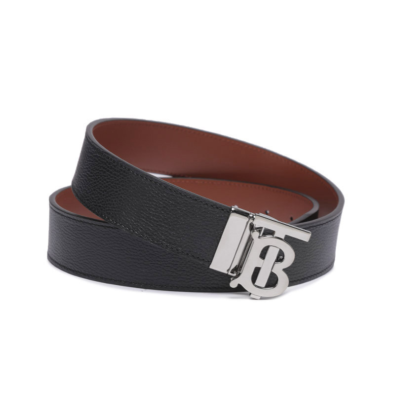 博柏利burberry男款牛皮革银色tb专属标识搭扣不可裁剪双面皮带腰带