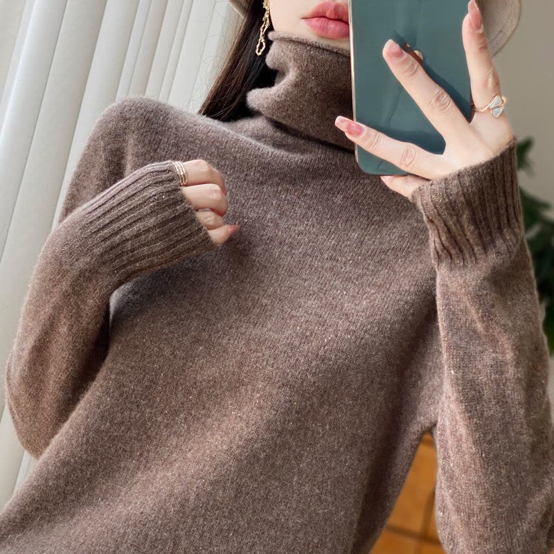 堆堆领点纱羊毛衫女秋冬新款亲肤保暖针织毛衣宽松百搭打底衫上衣图片