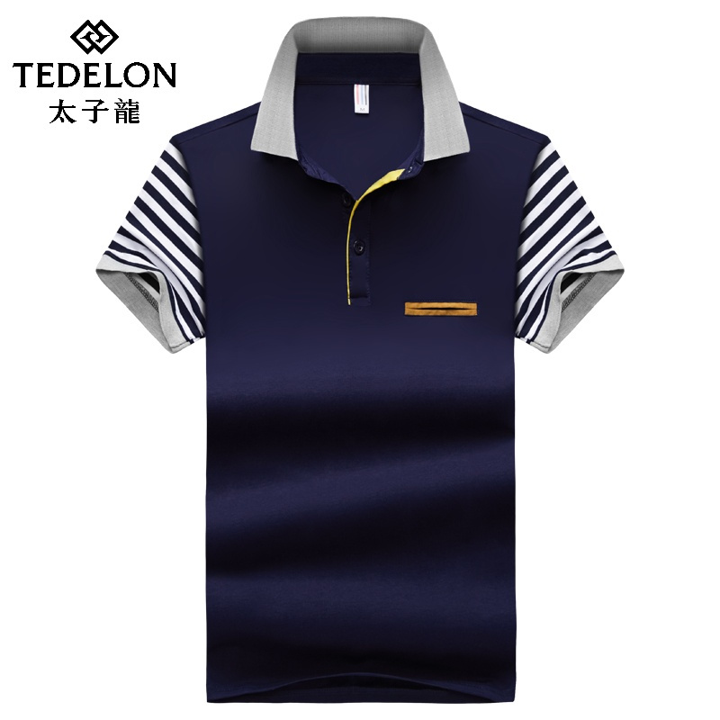 太子龙2018夏季新款Polo衫翻领短袖T恤男修身男士男装平铺