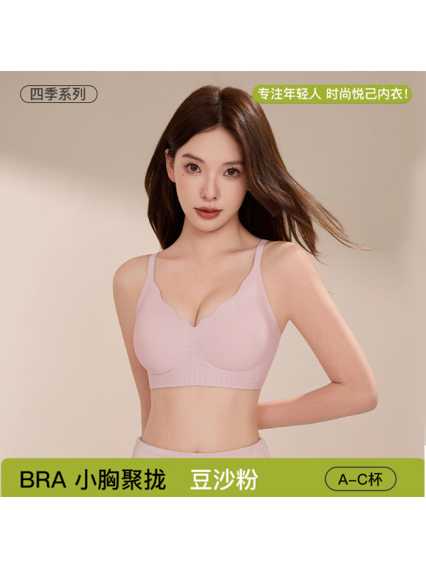 无痕内衣女聚拢小胸提拉上托胸罩舒适无痕无钢圈收副乳防下垂文胸