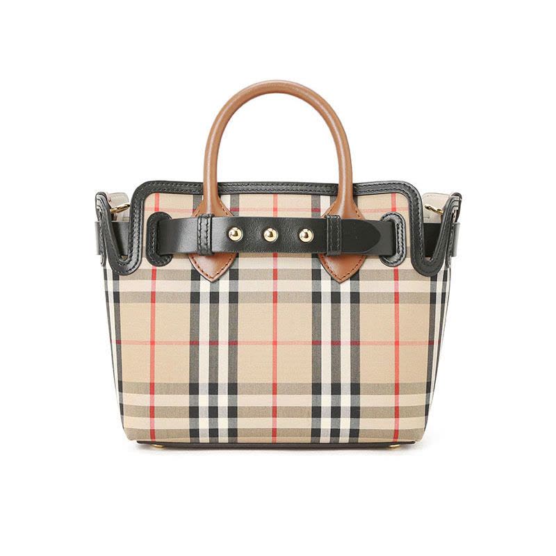 预订BURBERRY The Belt 贝尔特包 经典格纹 手提 斜挎包8021274 金扣图片