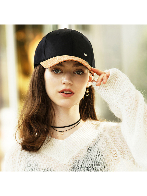 宏达HONDAR 秋冬女款韩潮风暴撞色仿木纹帽檐鸭舌帽棒球帽 MZ020A