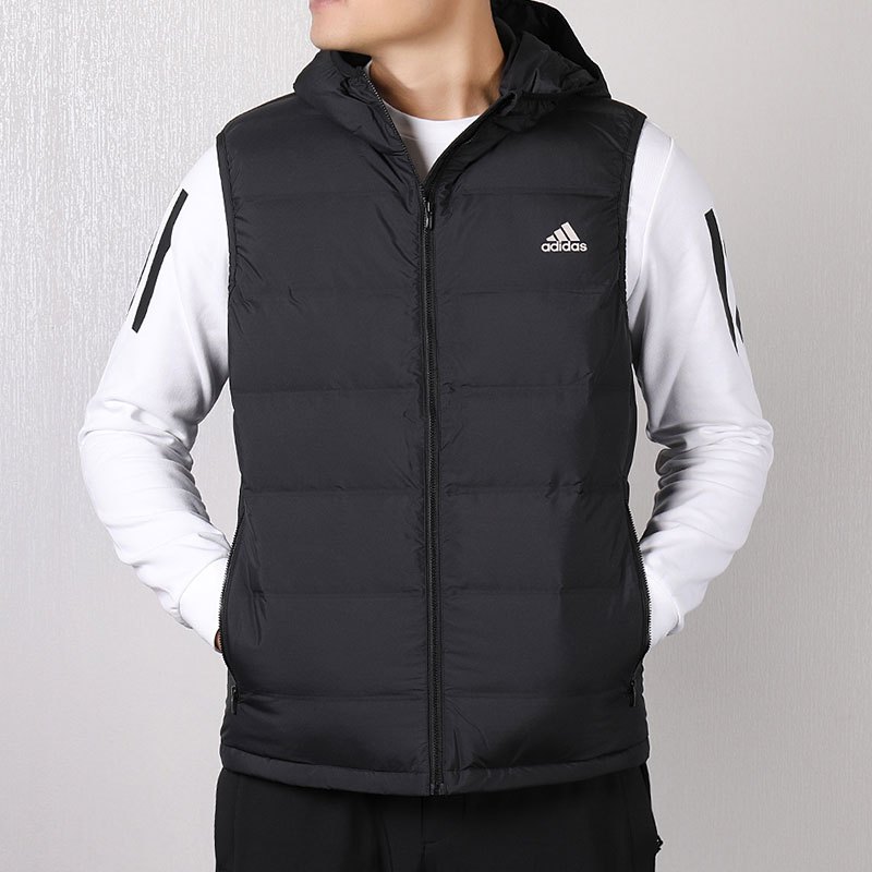 阿迪达斯羽绒马甲男2018冬季保暖户外运动坎肩轻薄羽绒背心bq2006