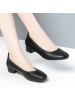 空姐软底久站不累脚工作鞋女黑色粗跟中跟酒店浅口圆头单鞋春秋款