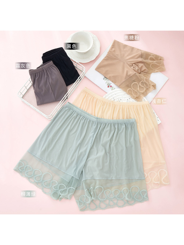 性感蕾丝花边防走光女士打底裤三分保险裤内外可穿居家冰丝安全裤