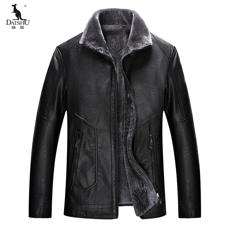 袋鼠daishu秋冬男士新款加绒时尚皮衣dsts5801