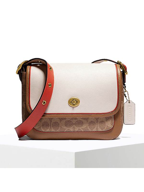 预订 COACH\蔻驰 RAMBLER 口盖包 椭圆扣老花拼皮 22.5*17*8.5CM