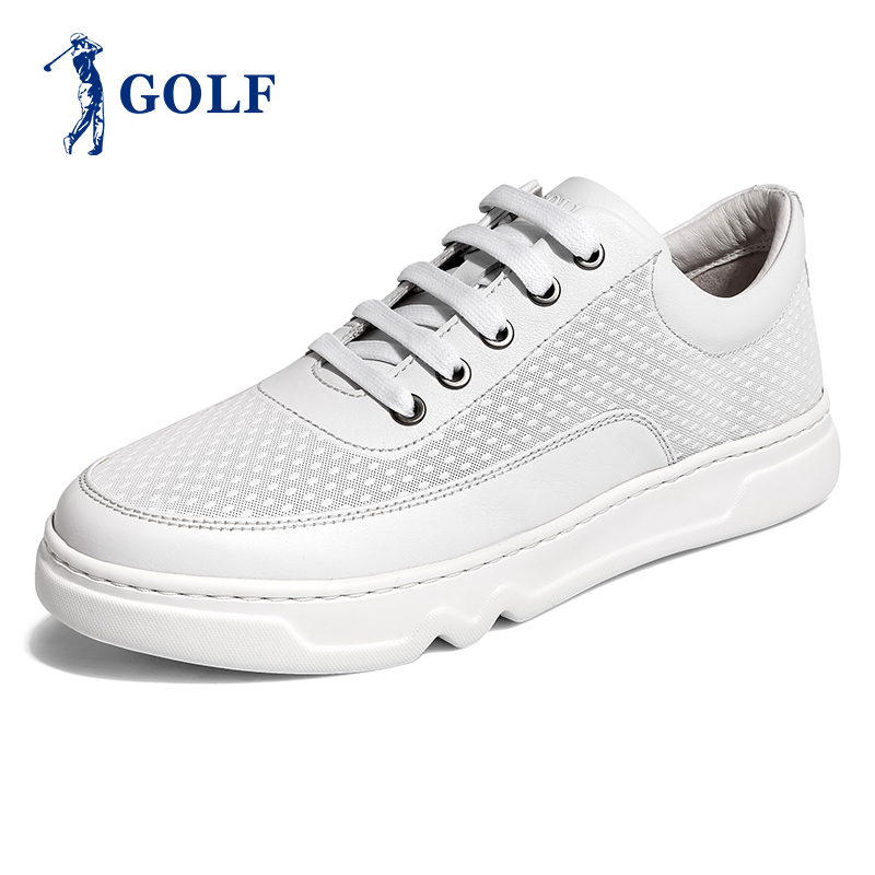 GOLF/高尔夫男鞋春季运动板鞋低帮平底真皮鞋子韩版系带休闲鞋潮