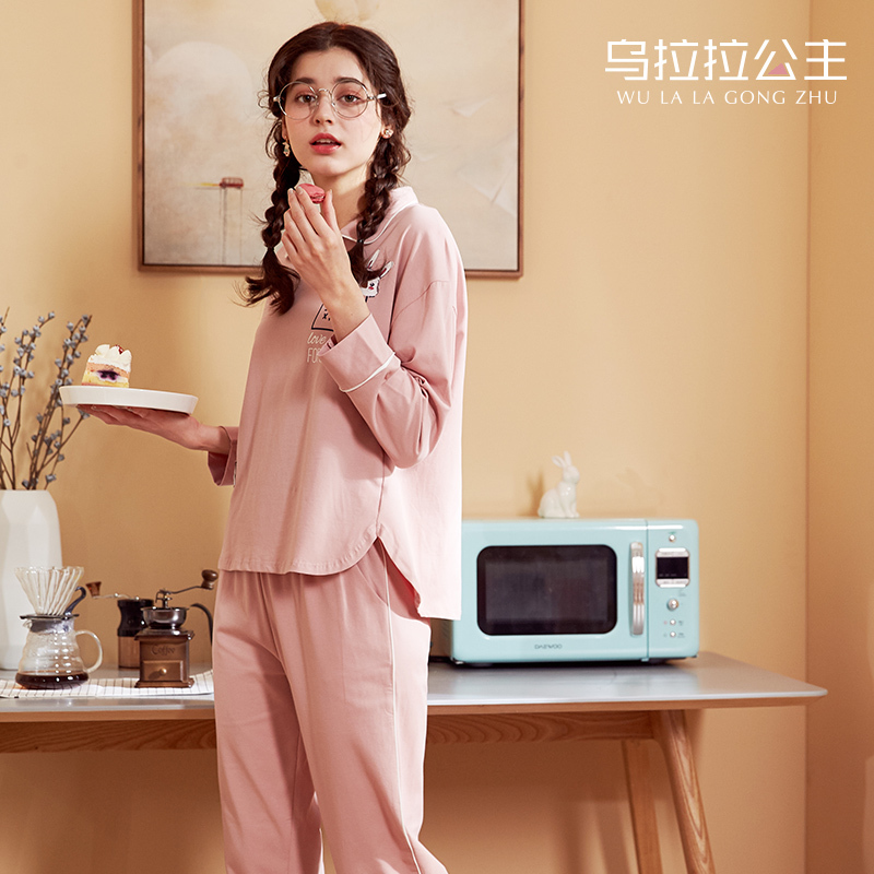 乌拉拉公主棉质弹力印花休闲长袖女套W83D7250