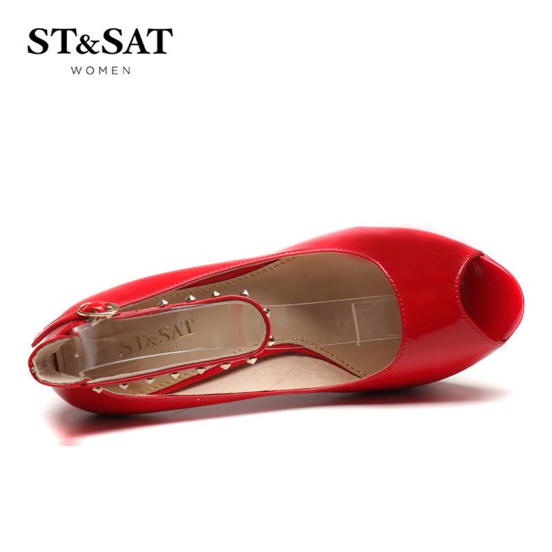 St&Sat/星期六牛漆皮鱼嘴高跟水台优雅女鞋SS61117944图片