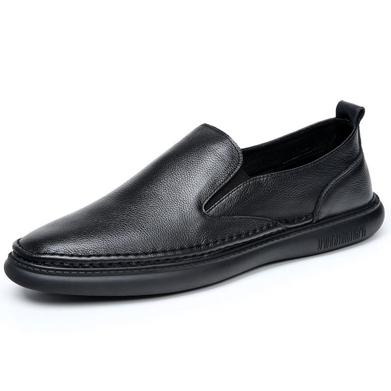 套脚男鞋春季软底中老年父亲休闲西装透气软面皮鞋男士真皮爸爸图片