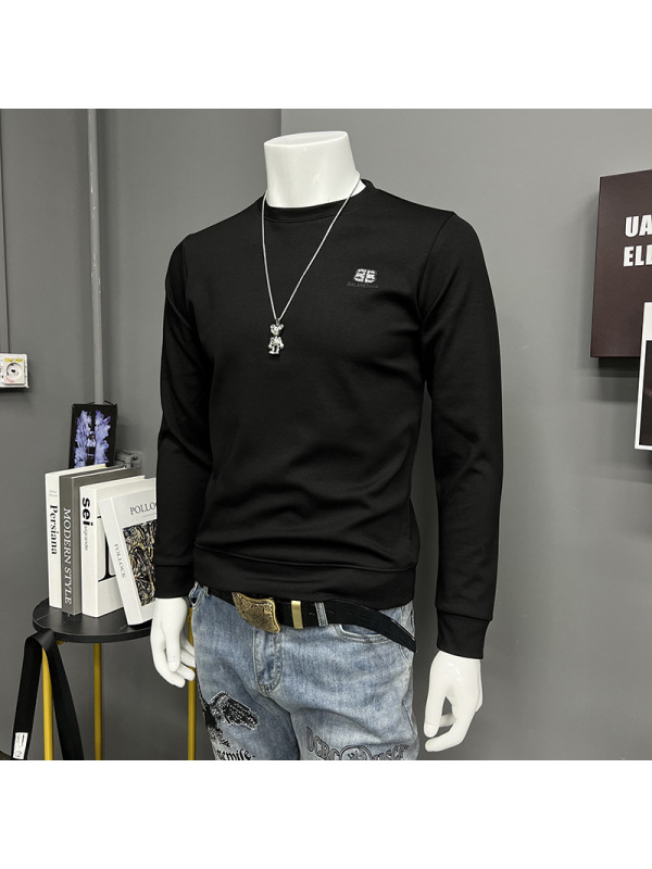 欧洲站时尚男士长袖圆领卫衣男装套头字母修身打底衫T恤上衣秋冬