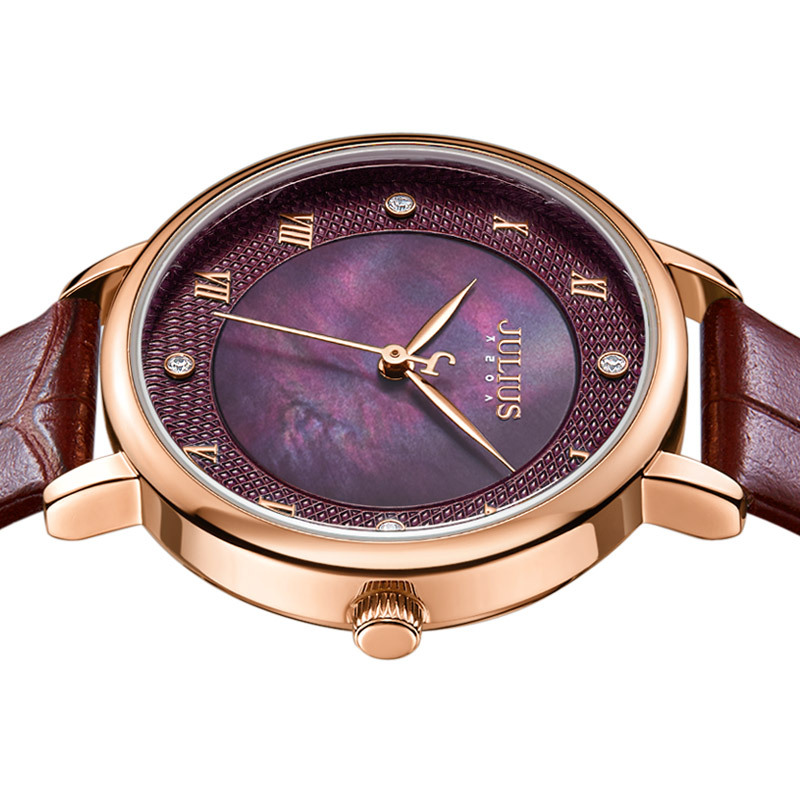 聚利时手表女韩版复古珍珠贝锆石时尚防水气质显白新女表ja1327