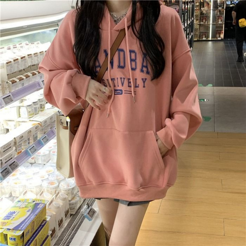 加绒加厚连帽卫衣女秋冬新款宽松韩版时尚学生外套长袖上衣潮