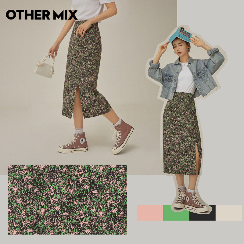 OtherMix小碎花半身裙2021年夏季新款高腰印花包臀气质a字女裙子