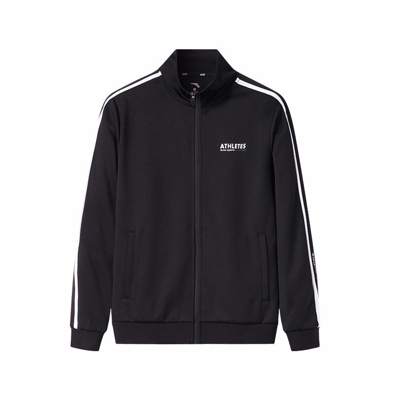 安踏运动外套男2019年新款针织拉链开衫立领运动休闲服防风上衣男