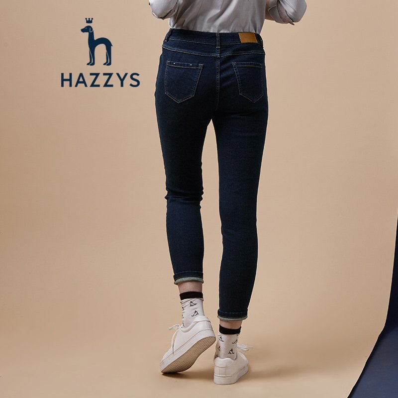 哈吉斯HAZZYS 秋冬 牛仔裤女时尚简约修身长裤