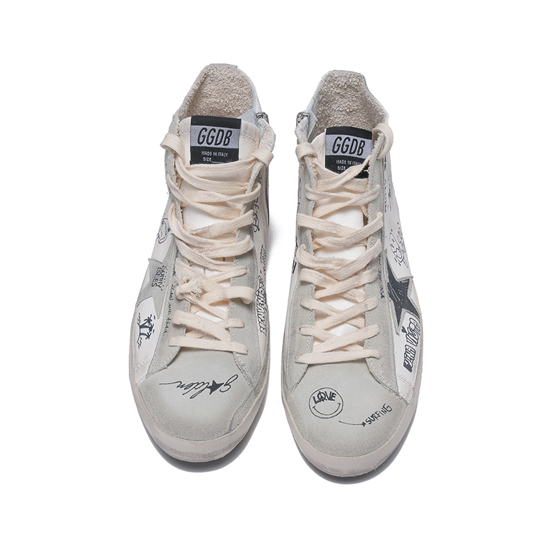黄金鹅 GOLDEN GOOSE 男士Francy高帮系带休闲运动鞋板鞋脏脏鞋 GMF00113 F002669