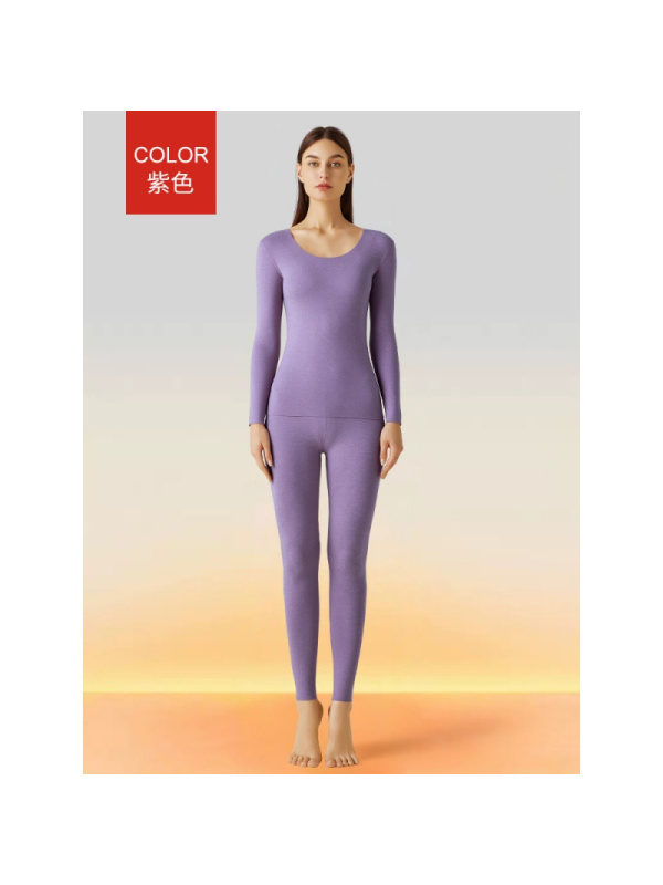 秋冬新款保暖内衣套装无痕磨毛圆领修身秋衣秋裤女打底保暖衣