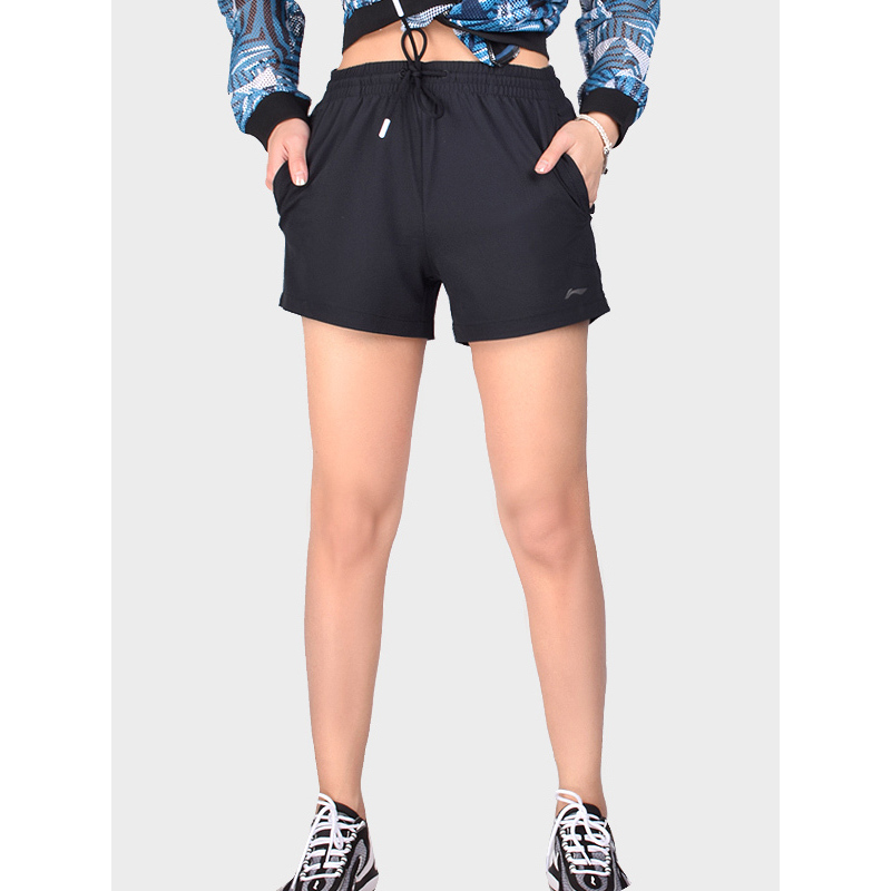 李宁lining短裤女士速干夏季轻薄透气宽松吸湿排汗跑步运动裤aksp044