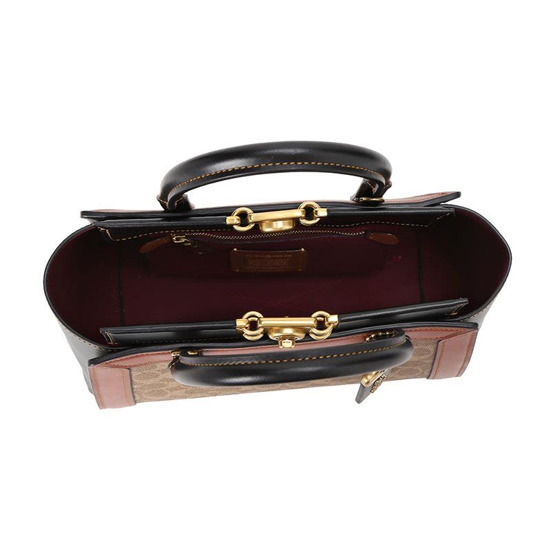 蔻驰COACH TROUPE通勤手拎 老花拼皮金扣78488 女士手提单肩斜挎包图片