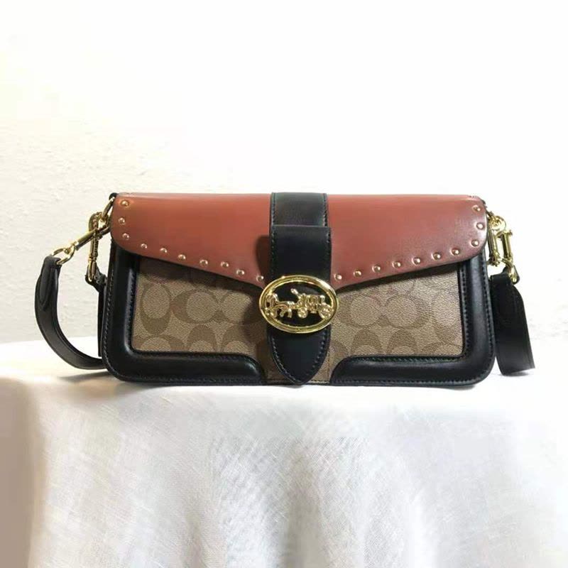 COACH JADE 通勤肩背包 马车标 织物拼皮 F5605图片