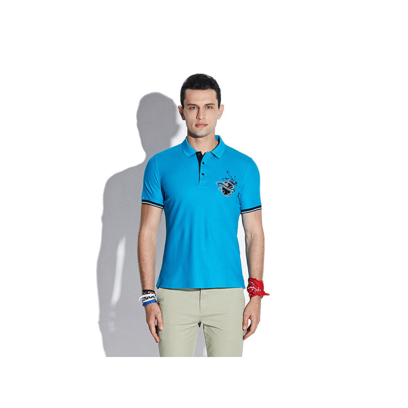 GIOVANNI ALESSASNDRO GA男装夏新POLO纯棉刺绣翻领短袖T恤衫
