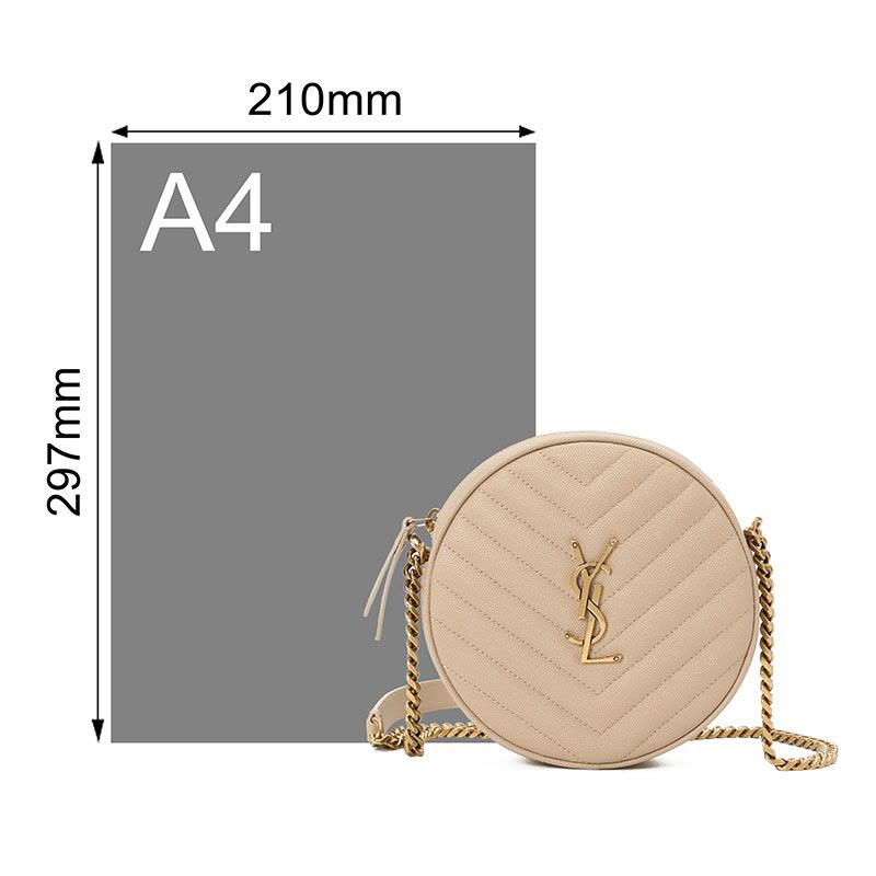 YSL 圣罗兰 VINYLE 圆饼 字母LOGO 绗缝皮 610436图片