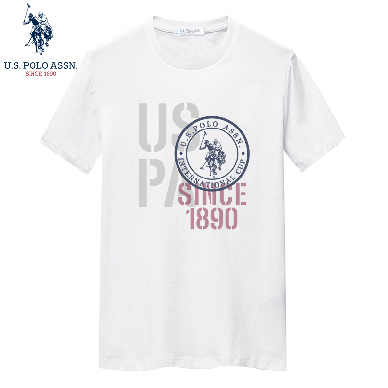 基本信息 USPOLO ASSN（100%棉）夏季新款男士短袖T恤衫运动休闲时尚简约圆领潮牌印花图案宽松上衣