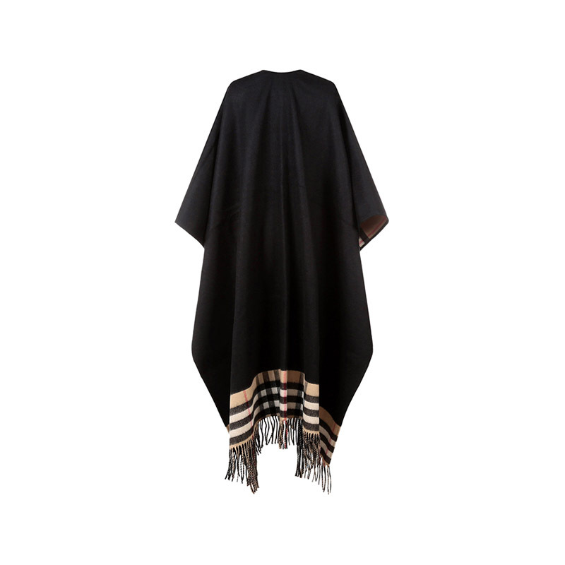 博柏利巴宝莉burberry女款山羊绒绵羊毛双面两穿披肩斗篷80374231