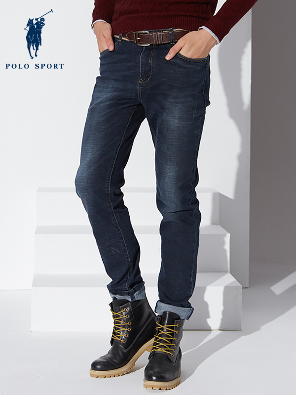 POLO SPORT 牛仔裤男秋冬直筒商务休闲男装修身型长裤简约舒适