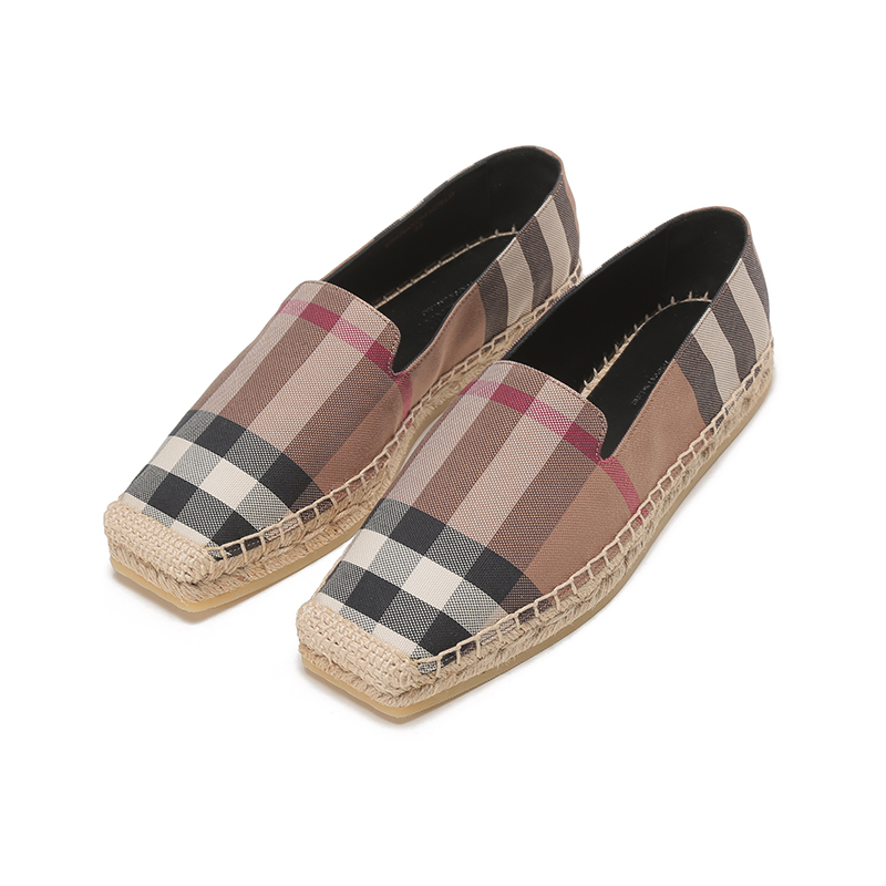 博柏利/巴宝莉 BURBERRY 女款织物平底渔夫鞋麻编鞋休闲鞋8056816