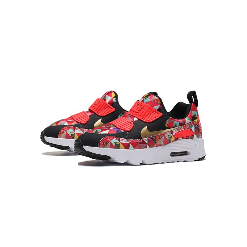 耐克男小童休闲鞋春季AIR MAX气垫时尚跑步运动鞋BV6663 BV6663-617深红色+金属金+黑