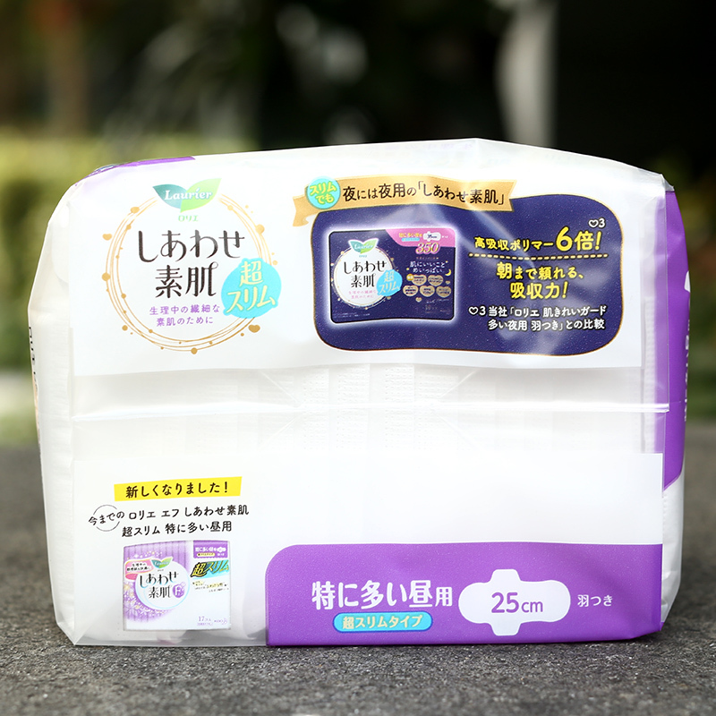 日本kao花王卫生巾乐而雅F系列日用25cm*17片 轻薄零触感 纸面柔和 不闷不痒（新旧款及版本随机发货）