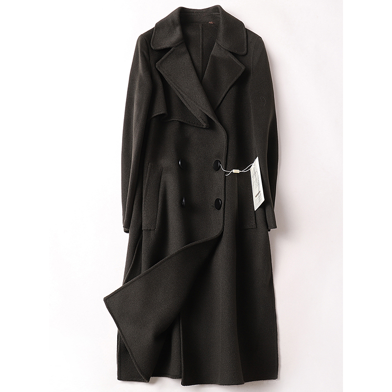 憨厚皇后2019海宁反季新款时尚女士双面毛呢大衣长款羊毛呢子外套