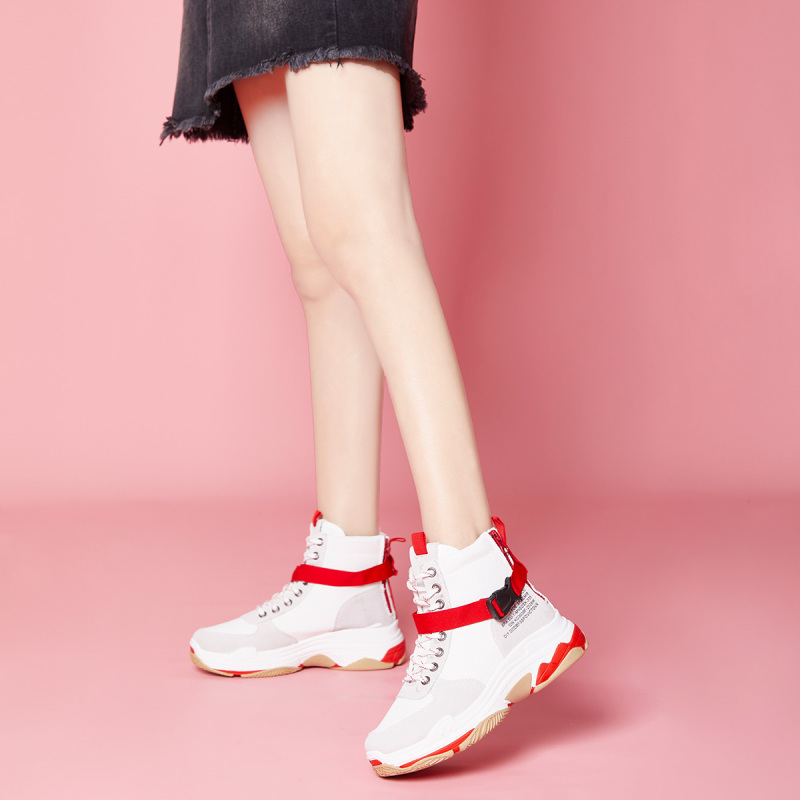 图思龙女士厚底增高短靴秋冬高帮女鞋子