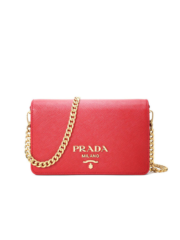 预订PRADA 链条单肩包 1BP006 COW 金属字母标18*12*4.5CM