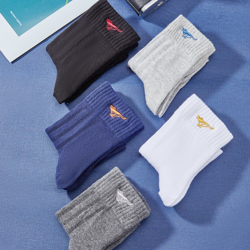 七匹狼男士袜子透气运动休闲中筒男纯棉袜子男5双装