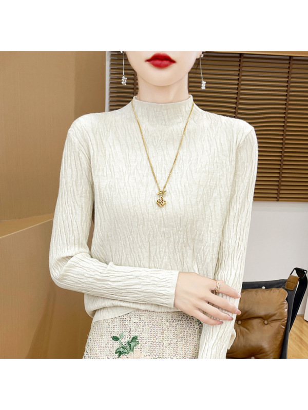 24秋冬新套头毛衣女安迪绒半高领针织打底衫女修身韩版厂