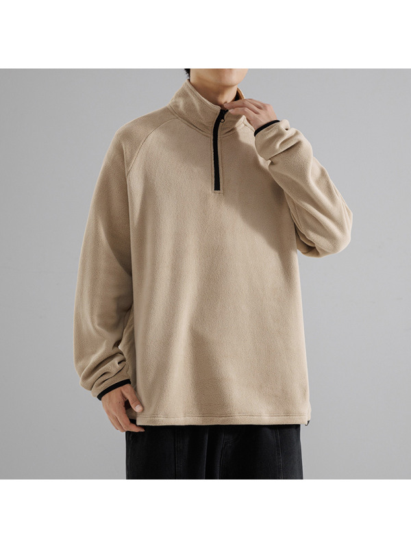 卫衣男奥粒绒秋冬季新款宽松百搭长袖半高领套头休闲男士纯色上衣