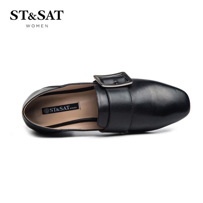 St&Sat/星期六牛皮方头皮带扣女单鞋SS71111246图片