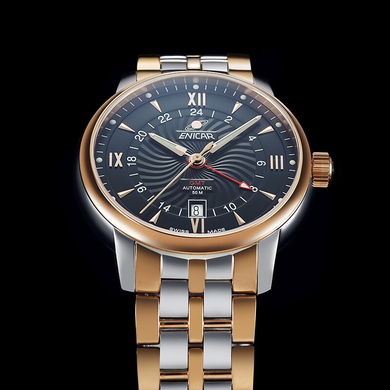 英纳格enicar经典系列时尚简约休闲商务钢带自动机械男士手表