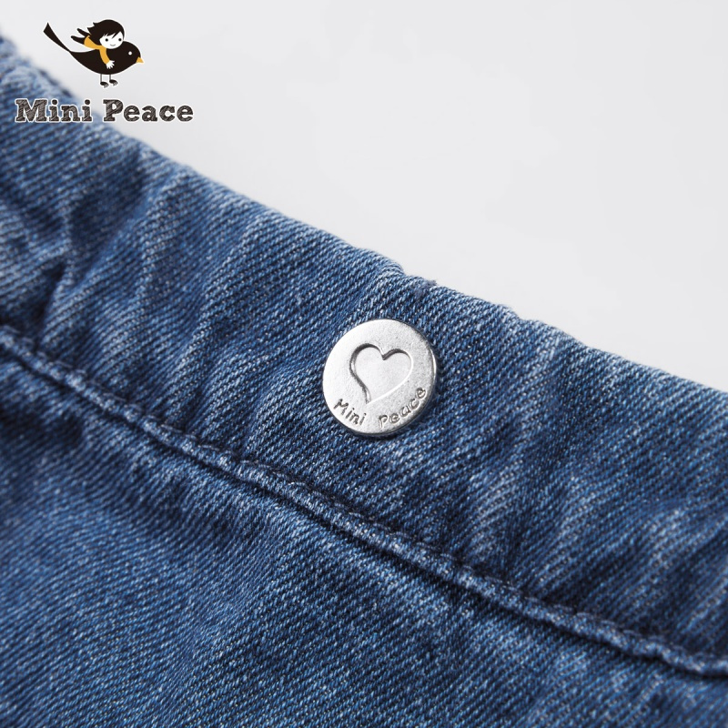 minipeace太平鸟童装 女童针织牛仔短裤个性毛边裤儿童夏装新款