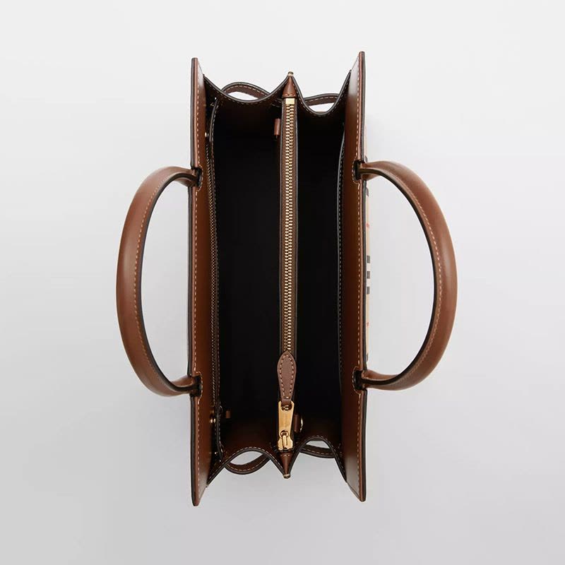 预售 BURBERRY Title - 小号 Vintage 格纹双提柄泰尔勒手袋图片