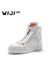 WIJI女士高帮鞋韩版秋季新款潮流平底时尚休闲鞋白色百搭高帮板鞋