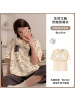 夏季新款带胸垫女士睡衣短袖七分裤套装卡通休闲简约家居服可外穿