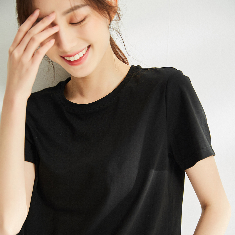 恒源祥白色短袖T恤女2020夏季新款女装半袖纯色直筒宽松打底衫女